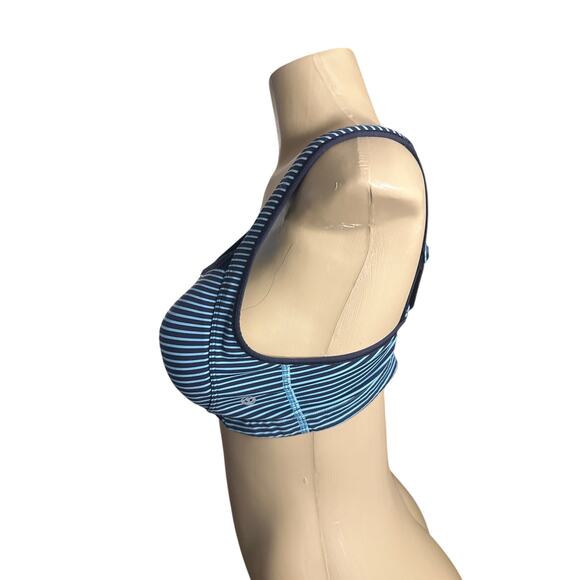 36D Lululemon Ta Ta Tamer II Hyper Stripe Blue Moon Inkwell Black Sports Bra - Picture 3 of 6